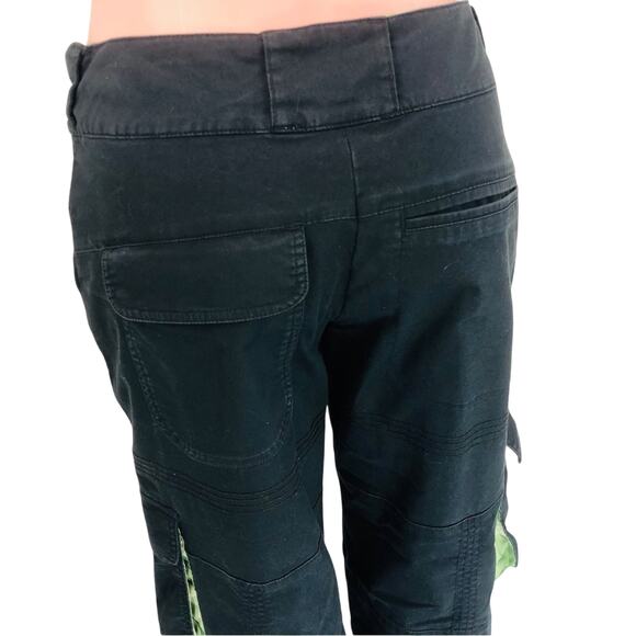 Y2k Vintage Nike Dri Fit Black Cargo Pants Green Camo Trim Roll Cuffs Pockets - Picture 5 of 16